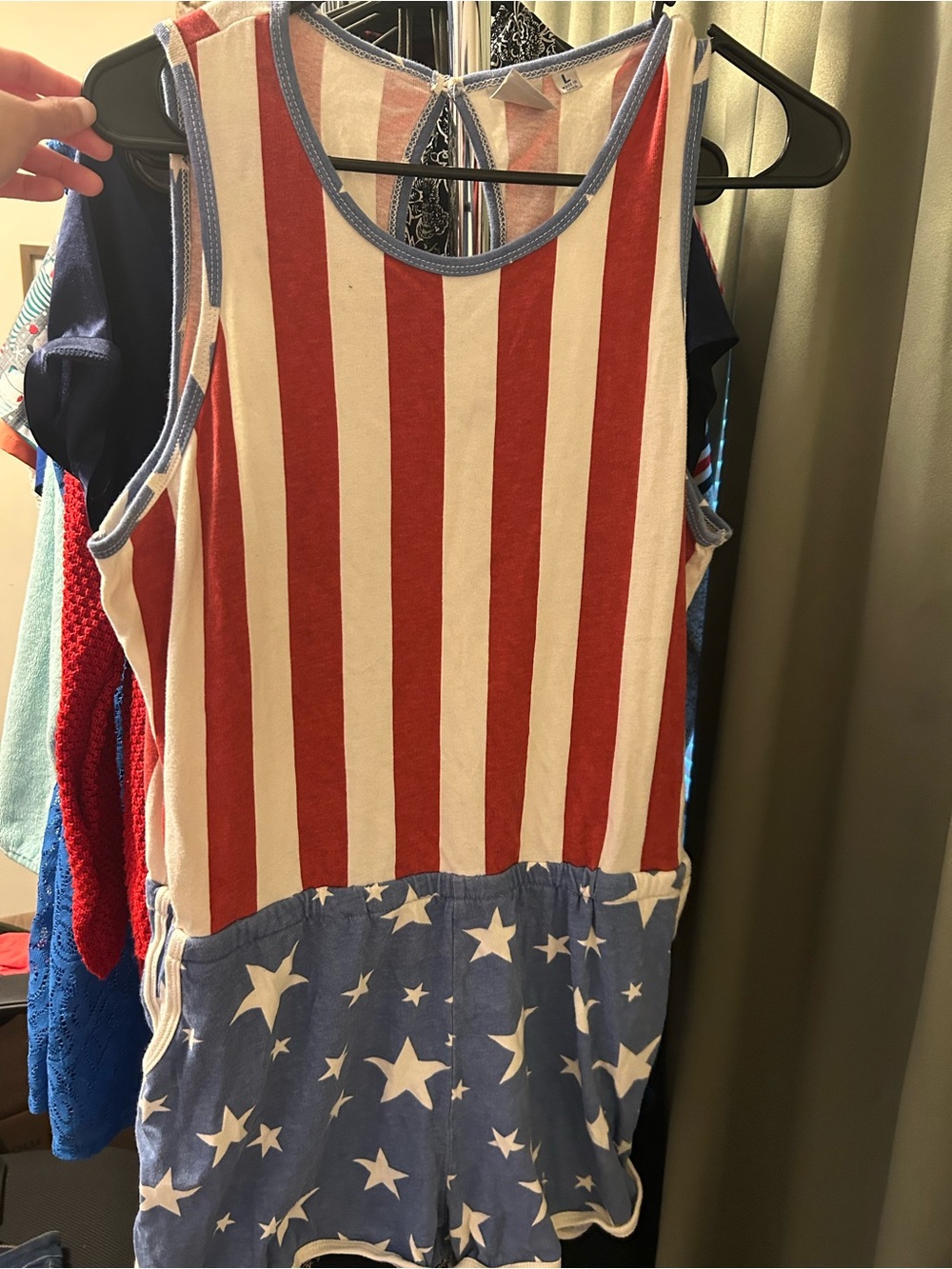 Women’s Red, White & Blue Stars & Stripes Tank Romper